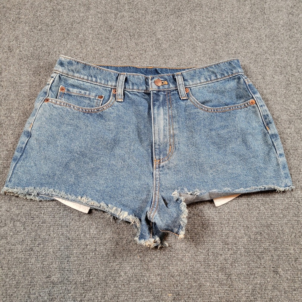 PINK Victoria's Secret Cutoff Shorts Womens 10 Blue Denim Frayed Raw Hem Casual